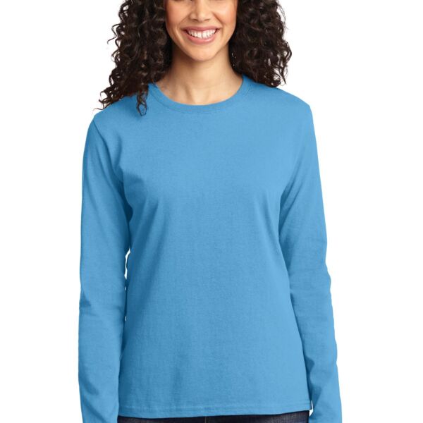 Ladies Long Sleeve Core Cotton Tee - Port and Company Thumbnail